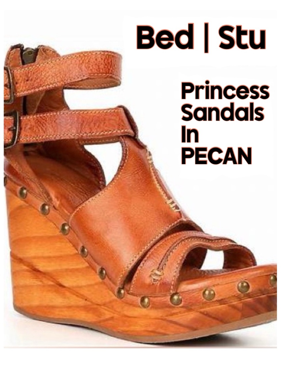 Bed Stu. Size 8, PRINCESS SANDALS, WEDGES in PECAN, NEW IN BOX!
